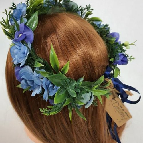 Artificial Flower Crown - "Blue Mist"