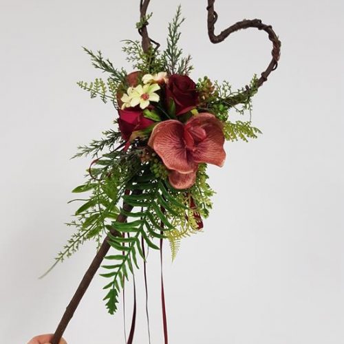 Artificial Flower Wand - Burgundy Bliss