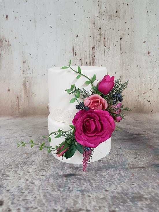 Artificial Cake Flowers (1 piece) Cascading - Magenta