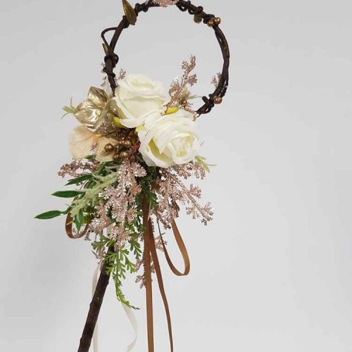 Artificial Flower Wand - Rose Gold and White