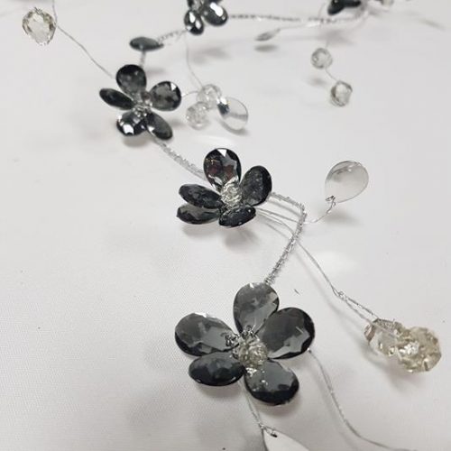 Beaded Floral Garland  110cm Charcoal