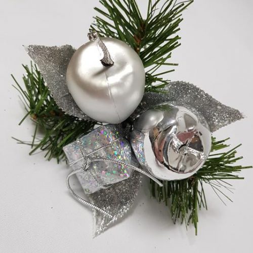 Christmas Apple Pick 20cm Silver