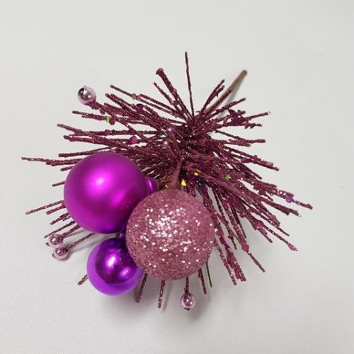 Christmas Bauble Pick 20cm Purple