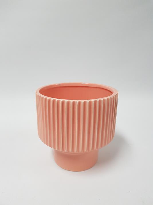 Pleated Planter Pink 14cm