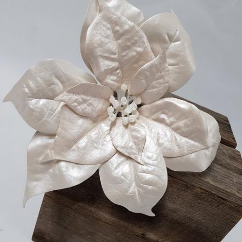 Poinsettia Clip On 20cm Pearl White