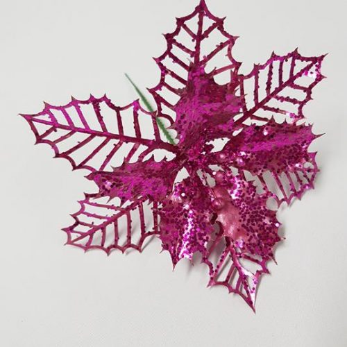 Poinsettia Pick 16cm Pink