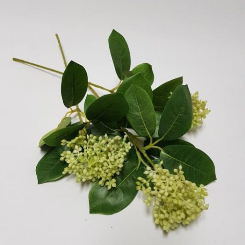 Artificial Berry Spray with Leaf - Green