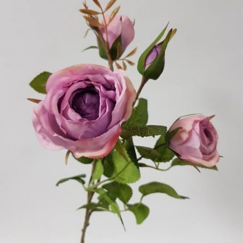 Artificial Rose Spray Periwinkle 61cm