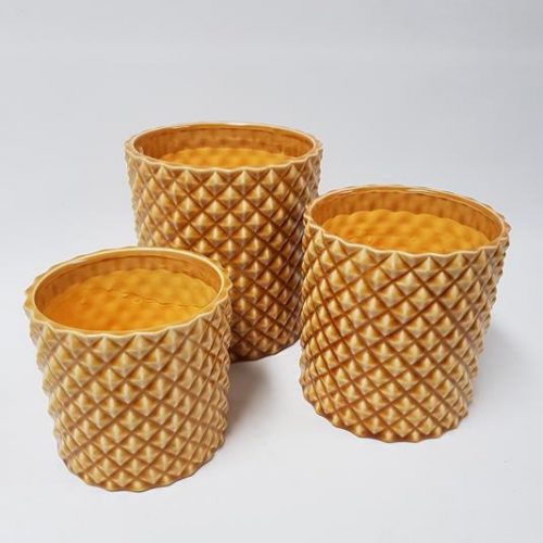 Ceramic Pineapple Vase Gold 18cm