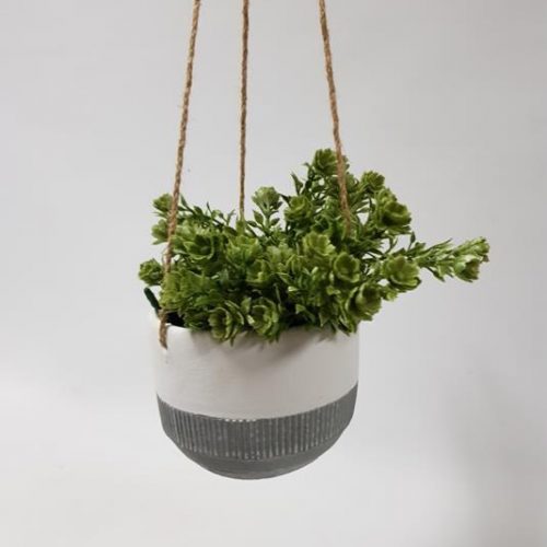Ceramic Hanging Pot White Grey