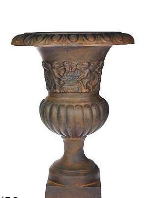 Fiberglass Urn scrolled Rust 62cm
