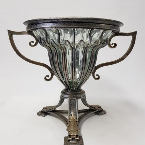 Classic Ornate Glass Metal Vase 33cm