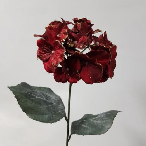 Hydrangea Glittered Burgundy Gold 65cm