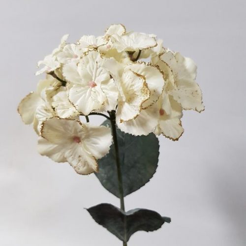 Hydrangea Glittered Cream Gold 65cm