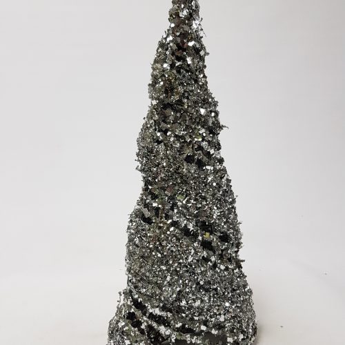 Silver Glitter Christmas Cone Small