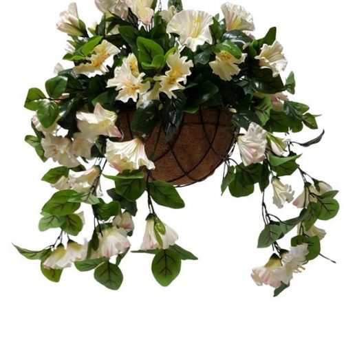 Artificial Petunia Plant CREAM  in Hanging Basket
