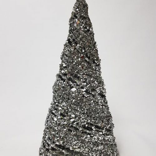 Silver Glitter Christmas Cone Large