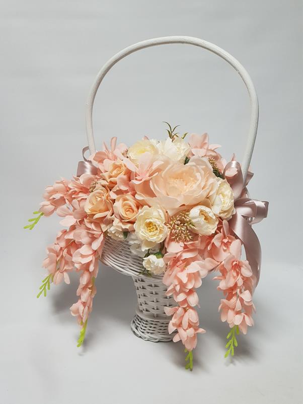 Artificial Flower Girl Basket - Raine - Image 2