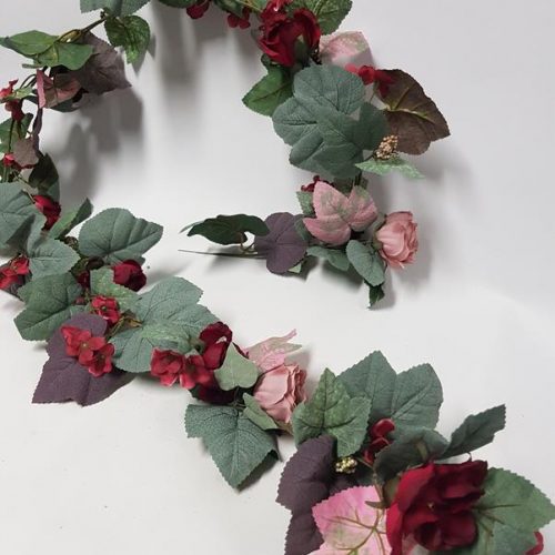 Mixed Rose Garland Burgundy Pink 180cm