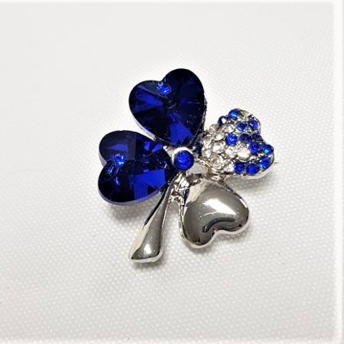 Rhinestone 4 leaf Clover Brooch Blue- Style 16