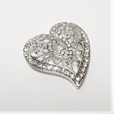 Rhinestone Heart Brooch -Style 2