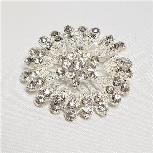 Rhinestone Silver Brooch- Style 27