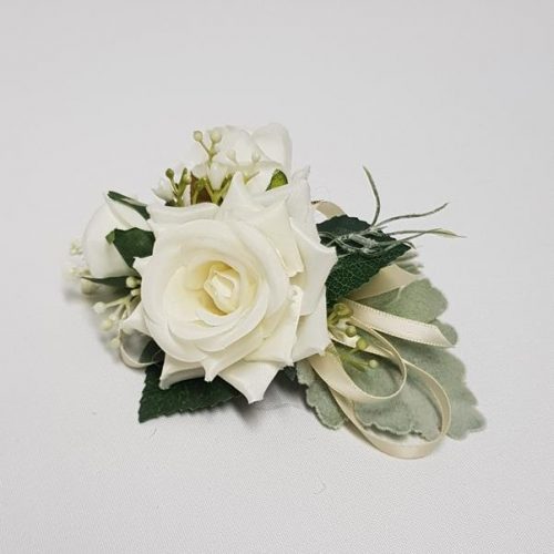 Artificial Wrist Corsage - Riley (Silver Elastic Band)