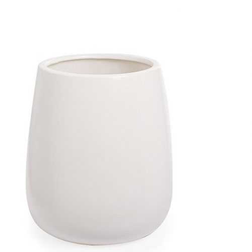 Ceramic Belly Vase Matte White 18cm