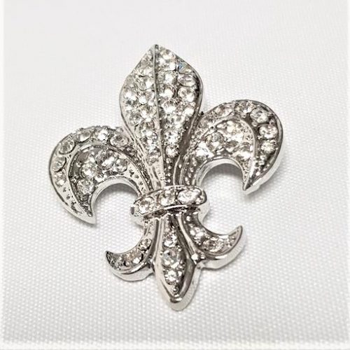 Rhinestone Fleur-De-Lis Brooch - Style 34