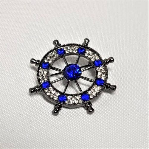 Rhinestone Helm Brooch Blue - Style 37
