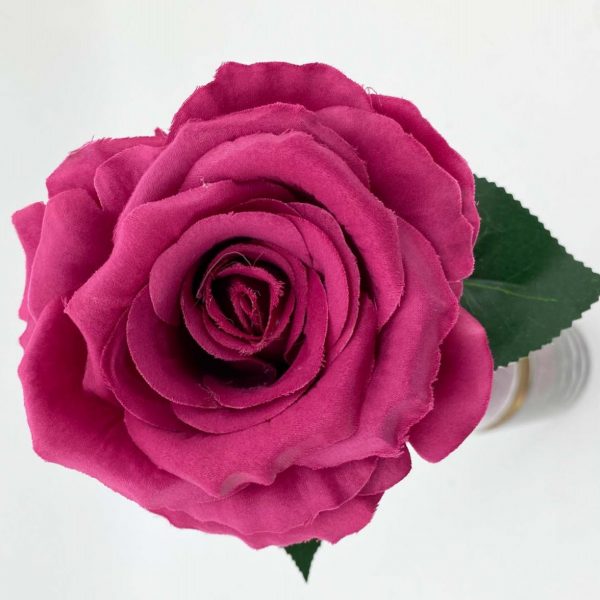 Artificial Magenta Rose Full Bloom 53cm