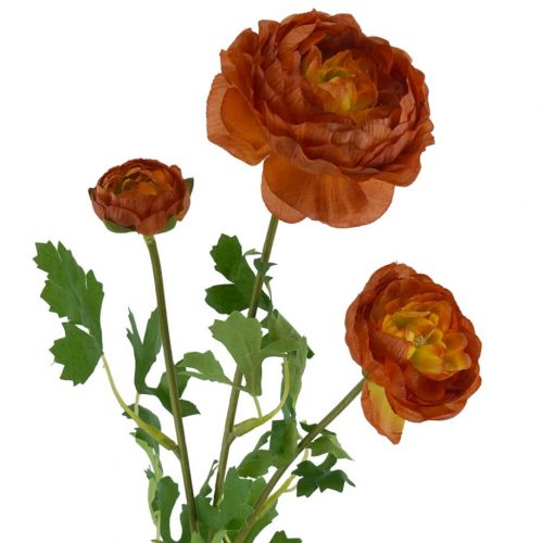Artificial Ranunculus 3H Burnt Orange 61cm