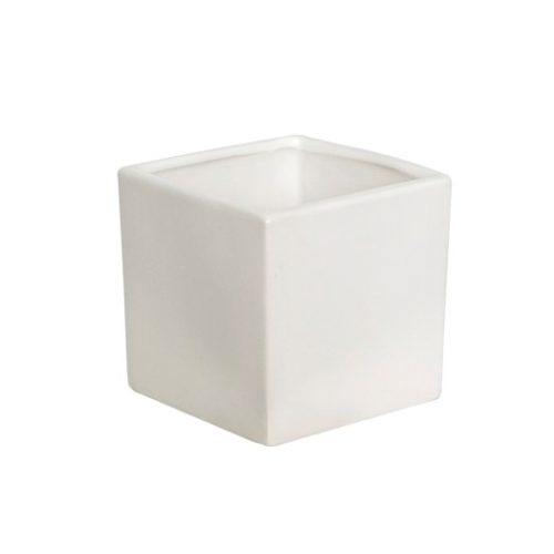 Ceramic Cube Vase White 12cm