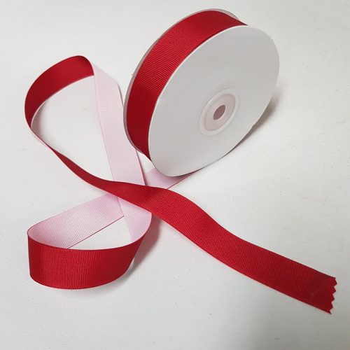 Grosgrain Ribbon Two toned 22mm Scarlet/White