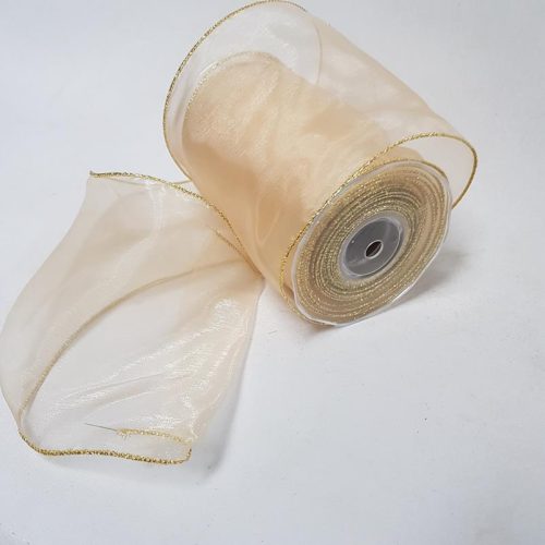 Organza Ribbon Wire Edge Gold 152mm