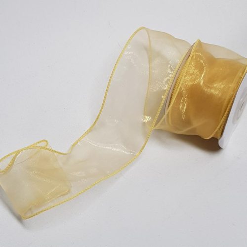 Organza Ribbon Wire Edge Gold 50mm