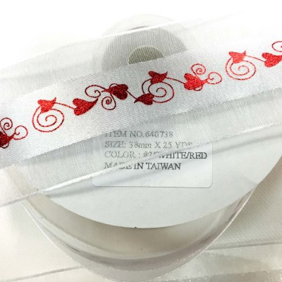 Red Heart Printed Ribbon 38mm