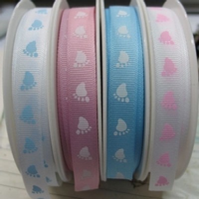Grosgrain Baby Footprint Ribbon 10mm