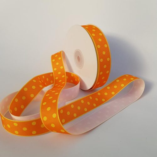 Grosgrain Polka Dot Ribbon Orange/Yellow 22mm