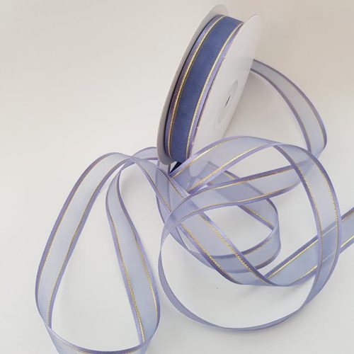Organza Satin Edged Gold Thread 15mm Lavender