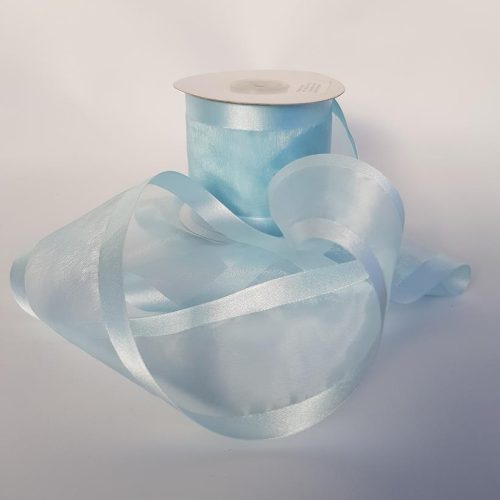 Organza Satin Edged Ribbon 75mm Baby Blue
