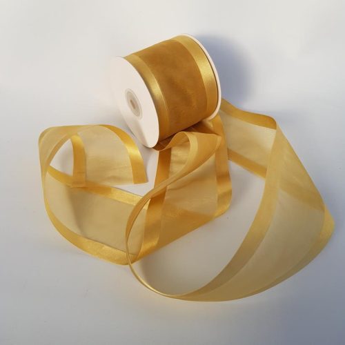 Satin Edged Ribbon 75mm Old Gold
