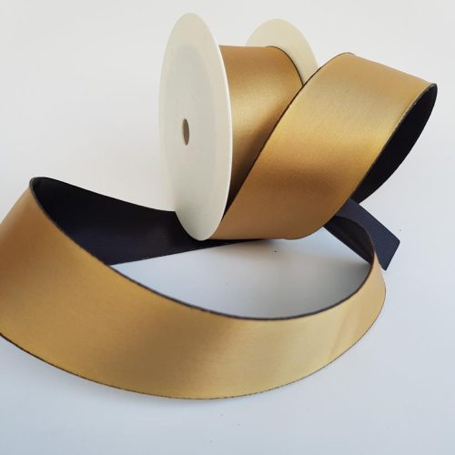 Satin Ribbon Two Toned 40mm Gold/Black