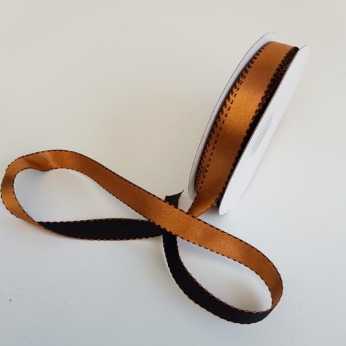 Satin Stitch Ribbon 15mm Cashew/Black