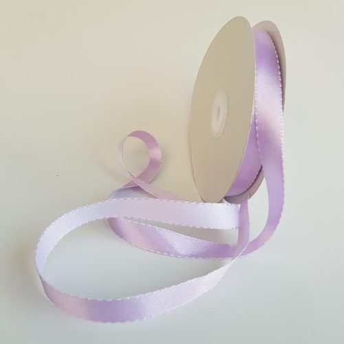 Satin Stitch Ribbon 15mm Light Orchid/White