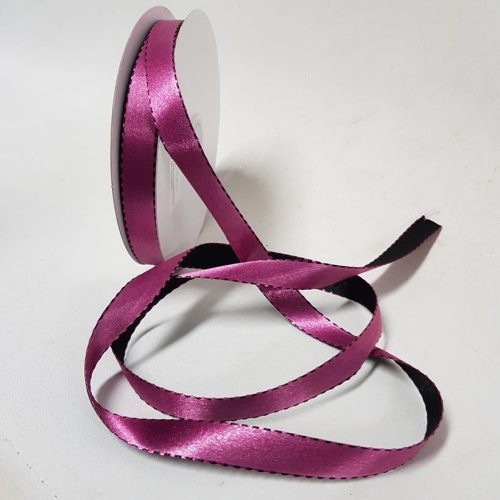 Satin Stitch Ribbon 15mm Shocking Pink/Black