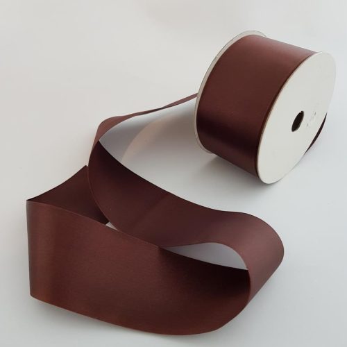 Satin Ribbon Single sided 50mm Brown