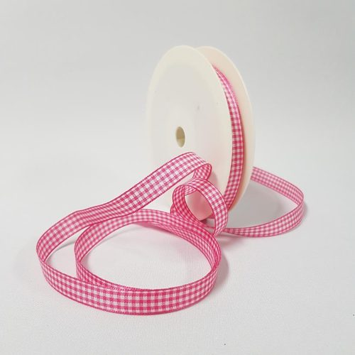 Gingham Check Ribbon 10mm Hot Pink