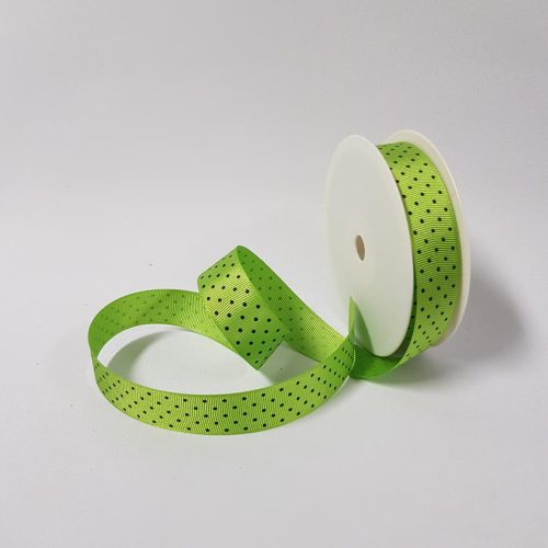 Grosgrain Dotty Ribbon Lime 22mm