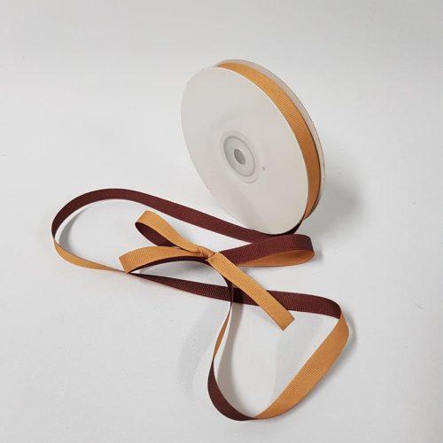 Grosgrain Ribbon Two toned 10mm Cappuccino/Old Gold